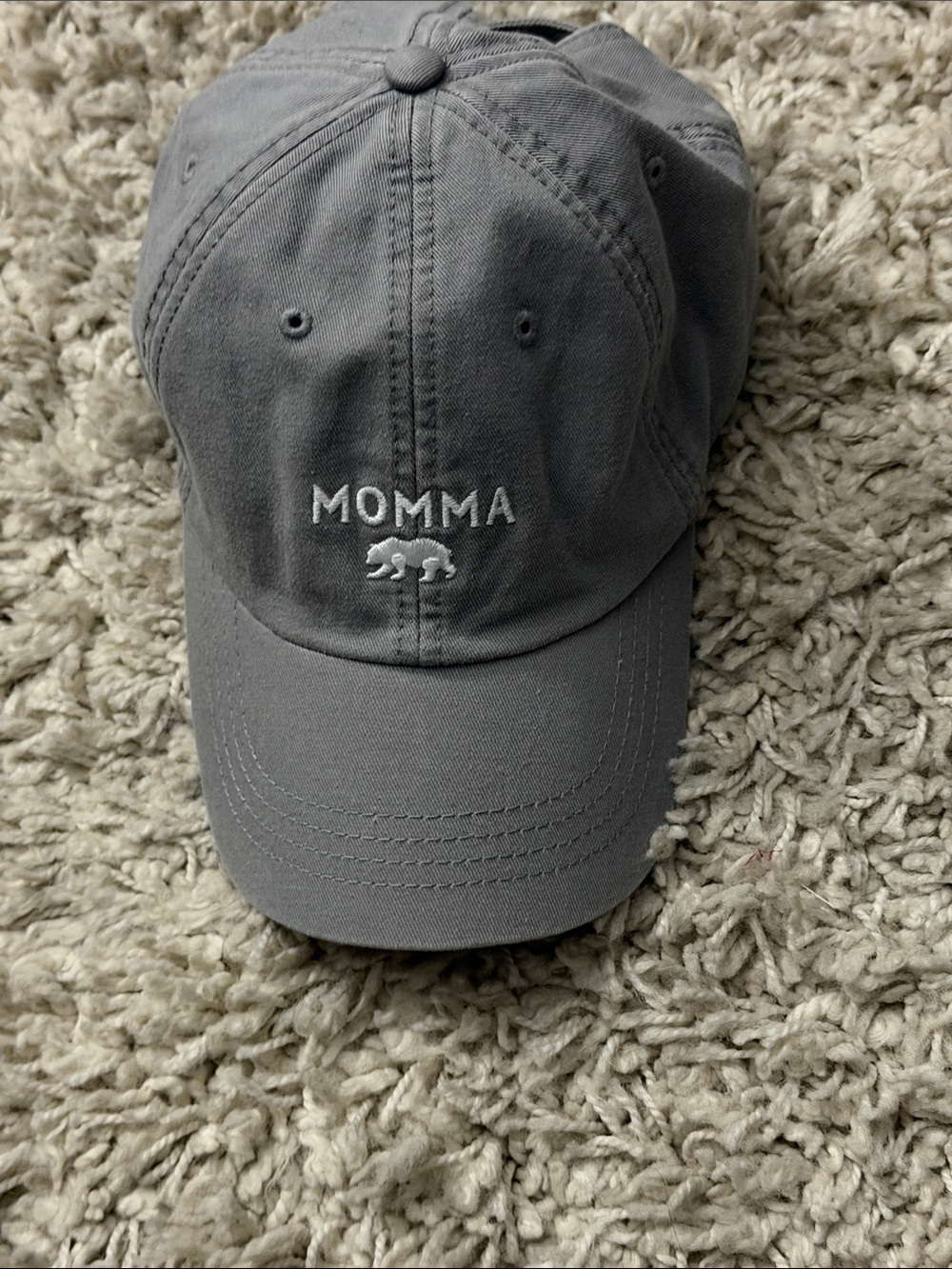 Momma Embroidered Gray Baseball Cap
